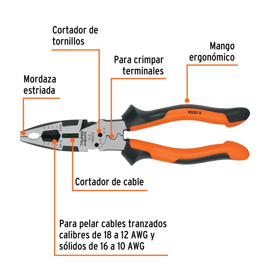 Pinza multiuso 9" 1000V TRUPER