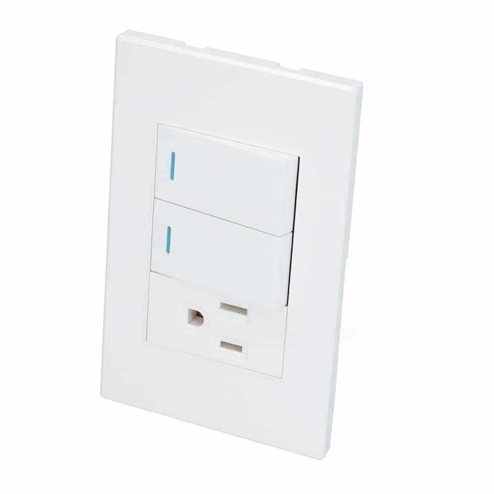 Placa Dubai de 2 interruptores y 1 toma