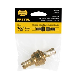 [FLL1597] Conector macho-hembra PRETUL ½" de latón para manguera